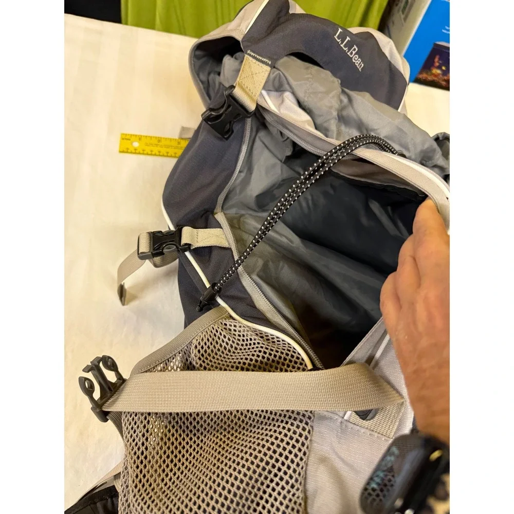 LL Bean Hiking H2O Backpack Gray Charcoal Technical Daypack with Rain Cover
